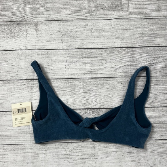 NEW Mara Hoffman Rio Slate Blue Textured Terry Fabric Knot Front Bikini Top Sz L - Picture 4 of 8